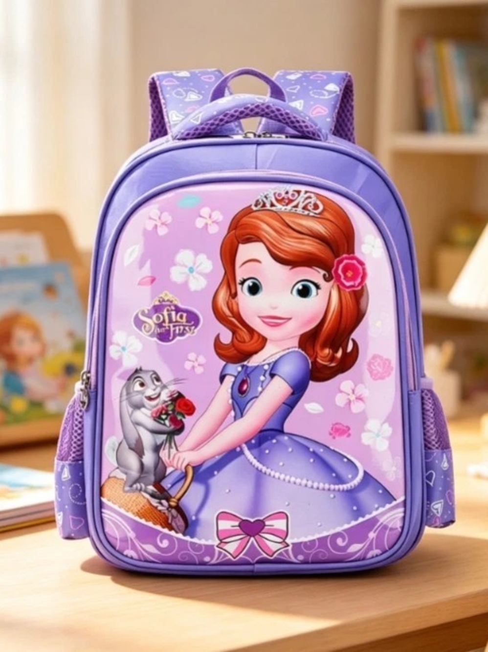 Sofia The First Purple Kids Backpack - Cute Princess School Bag